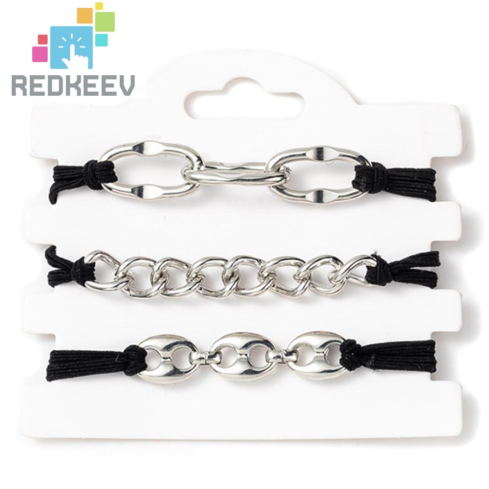 Set 3 Dây Cột Tóc Co Giãn 2 Trong 1 Thời Trang Cho Nữ