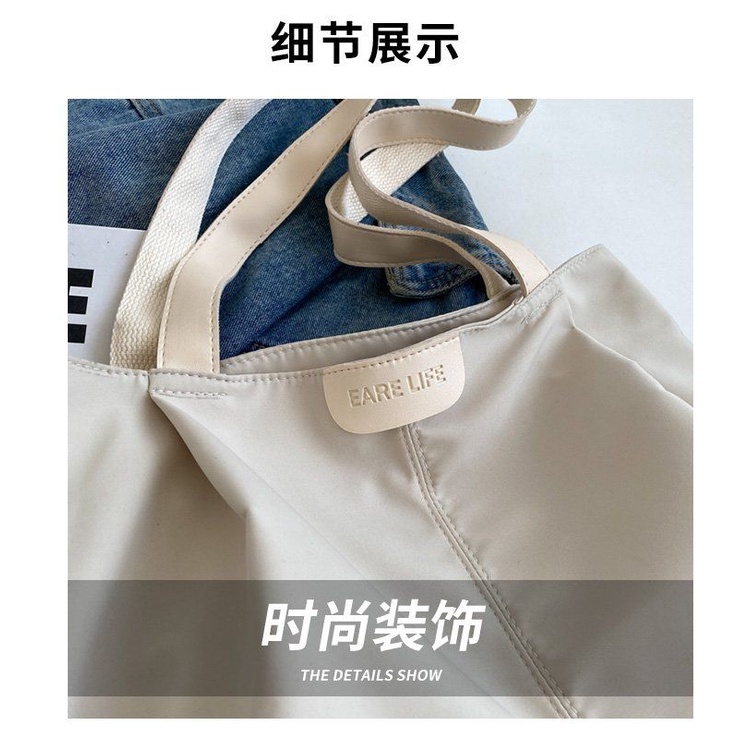 Túi Tote Đeo Vai Bằng Vải Bạt Sức Chứa Lớn 34X33CM Cho Nữ