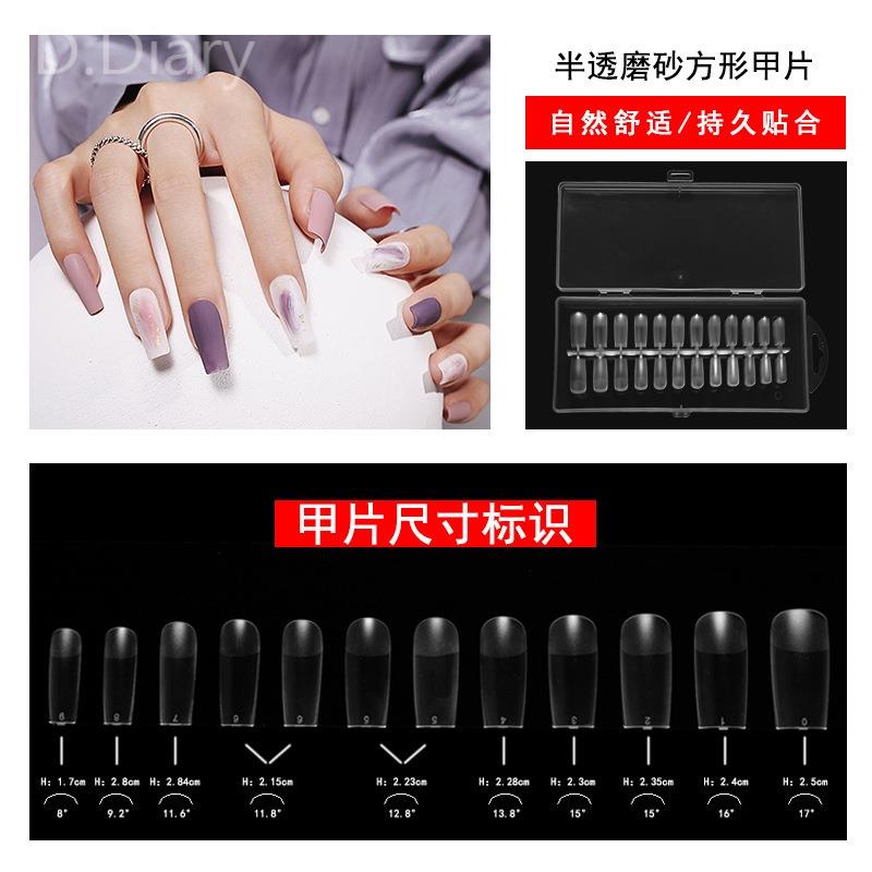 Bộ 24 Móng Tay Giả Ngắn / Vuông / Tròn Trong Suốt Điêu Khắc Trang Trí Nghệ Thuật XS