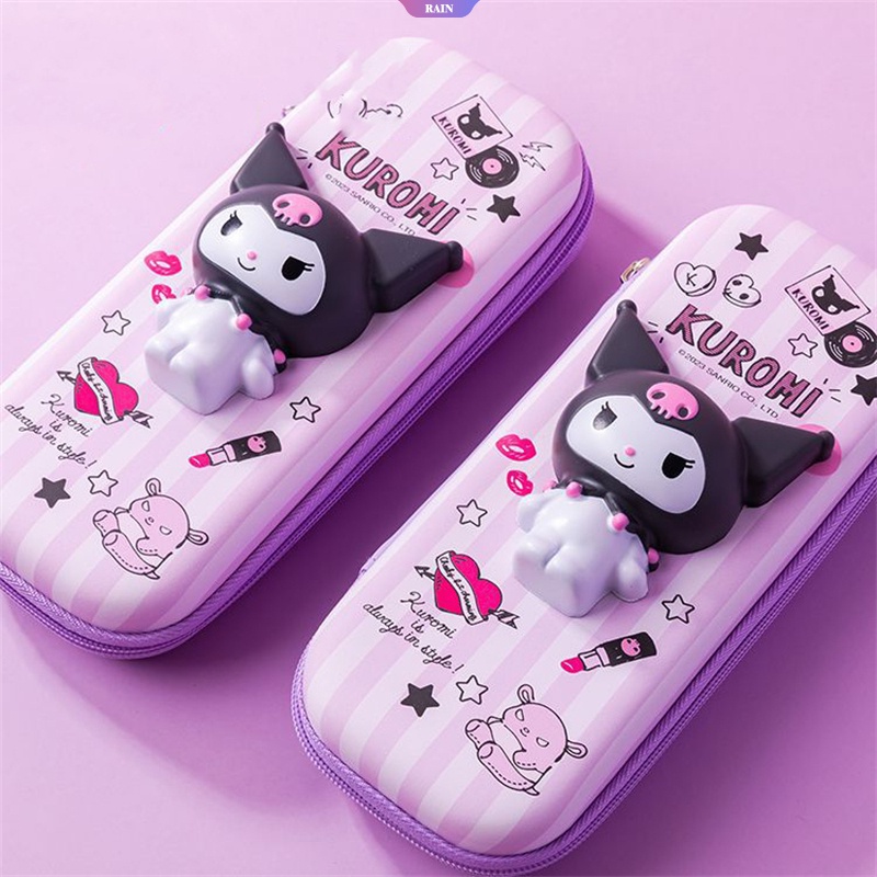 Túi Đựng Bút Bằng Da PU Sức Chứa Lớn In Hình Sanrio Hello Kitty Cinnamoroll My Melody Kuromi Cho Học Sinh