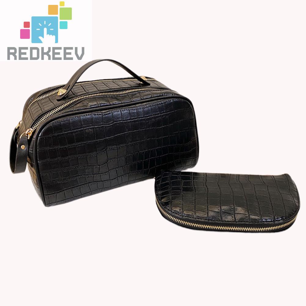 Set 2 Túi Đựng Mỹ Phẩm Bằng PU Sức Chứa Lớn Tiện Dụng Cho Nữ