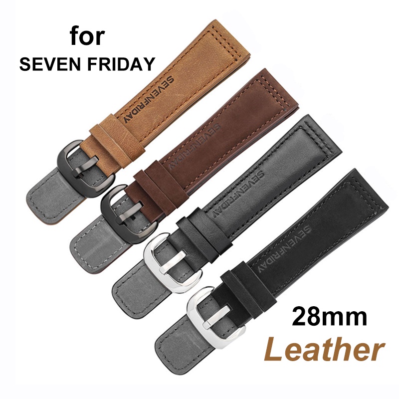 Dây đeo đồng hồ bằng da mờ 28mm cho bảy thứ sáu dày màu đen nâu xám bê bằng da thật dây đeo đồng hồ đeo tay mở rộng vòng đeo tay cho nam giới