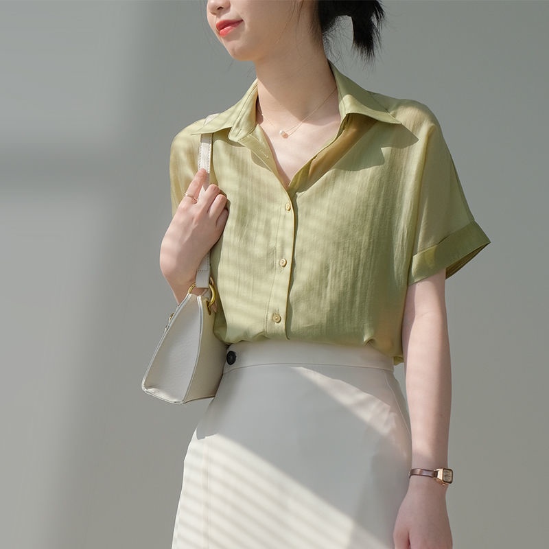 Áo Sơ Mi Mỏng Nhẹ Tay Ngắn Phong Cách Thời Trang Retro Dành Cho Nữ