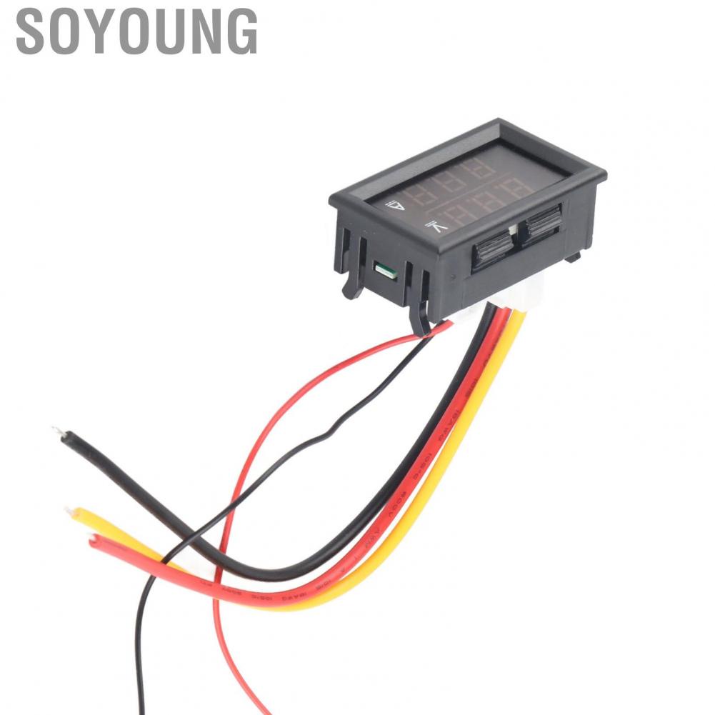 Soyoung Digital Voltage Ammeter Volt Amp Meter DC 0‑300V Range Dual Display  Interference for Vehicle
