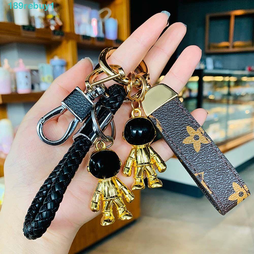 Móc Khóa Da Thủ Công Hình Phi Hành Gia 3D REBUY1 Thời Trang Tinh Tế Kèm Dây Đeo Tay Và Giá Đỡ