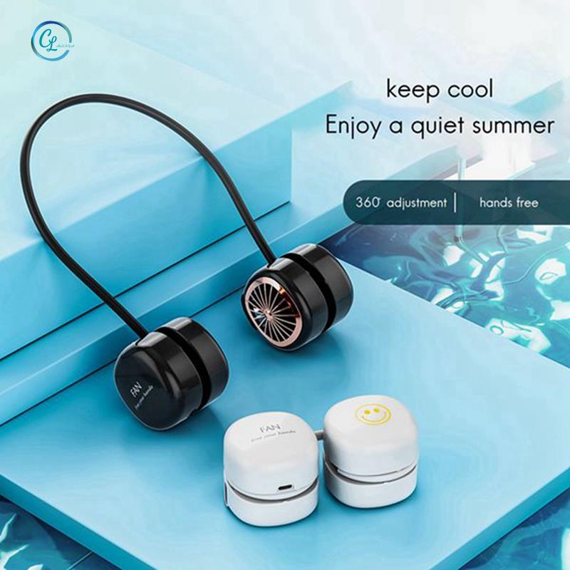 Hàng Mới Về 1 Bộ Quạt Thể Thao Cầm Tay Không Ồn Có Dây Đeo Cổ Tiện Dụng