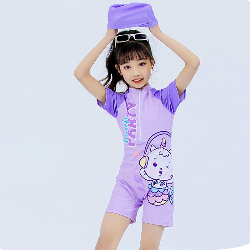 Bộ Đồ Bơi In Hoạt Hình Dễ Thương Cho Bé Gái