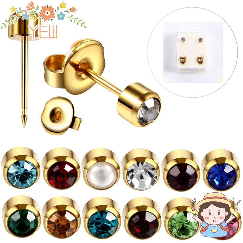1 Đôi Khuyên Tai Pha Lê 4mm Không Gây Dị Ứng Chống Kích Ứng