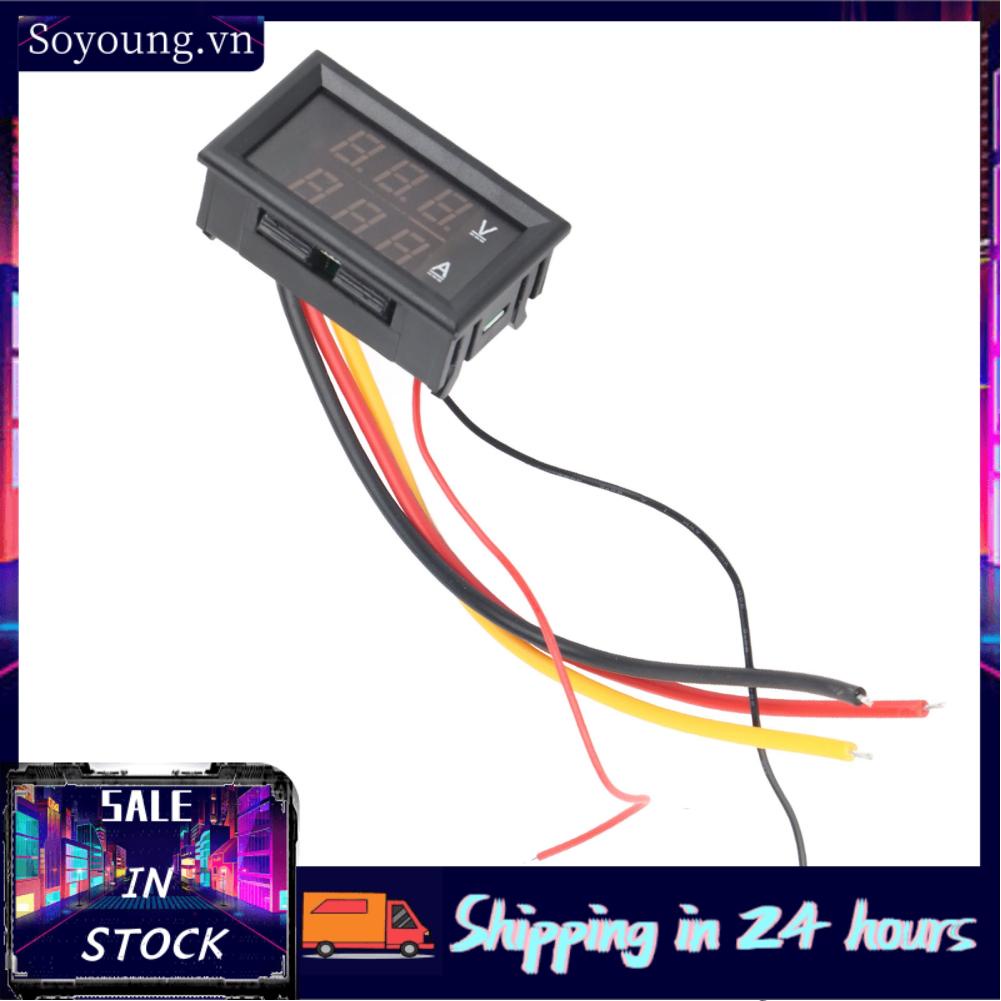 Soyoung Digital Voltage Ammeter Volt Amp Meter DC 0‑300V Range Dual Display  Interference for Vehicle