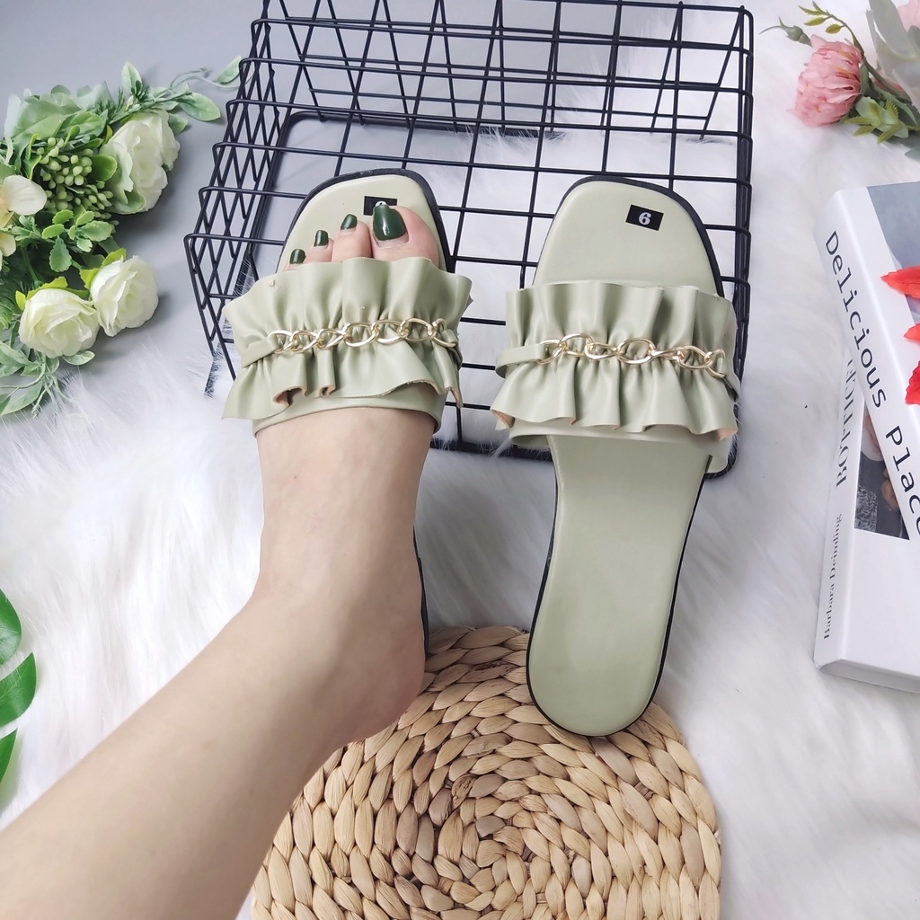 Dép lê nhúng bèo dây xích đế bệt xinh rẻ đẹp hot trend mùa hè nhẹ nhàng