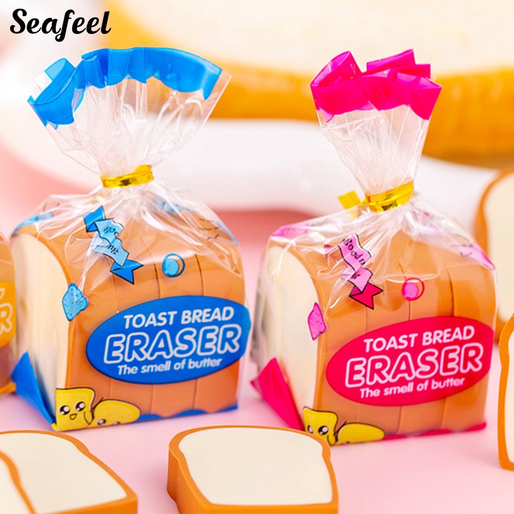 Bộ 4 Cục Tẩy Bút Chì Hình Bánh Mì Hoạt Hình Đáng Yêu