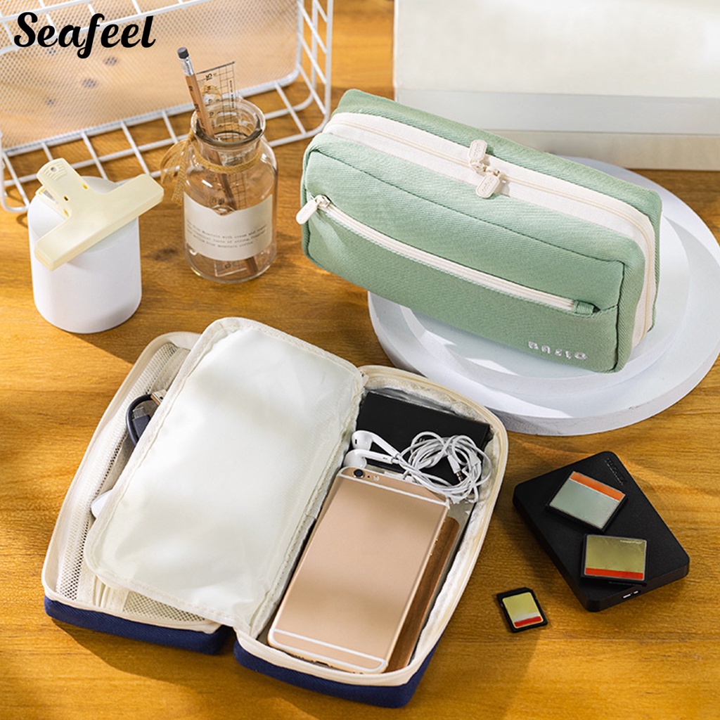 Túi Đựng Bút Nhiều Ngăn Sức Chứa Lớn Có Khóa Kéo Cho Học Sinh