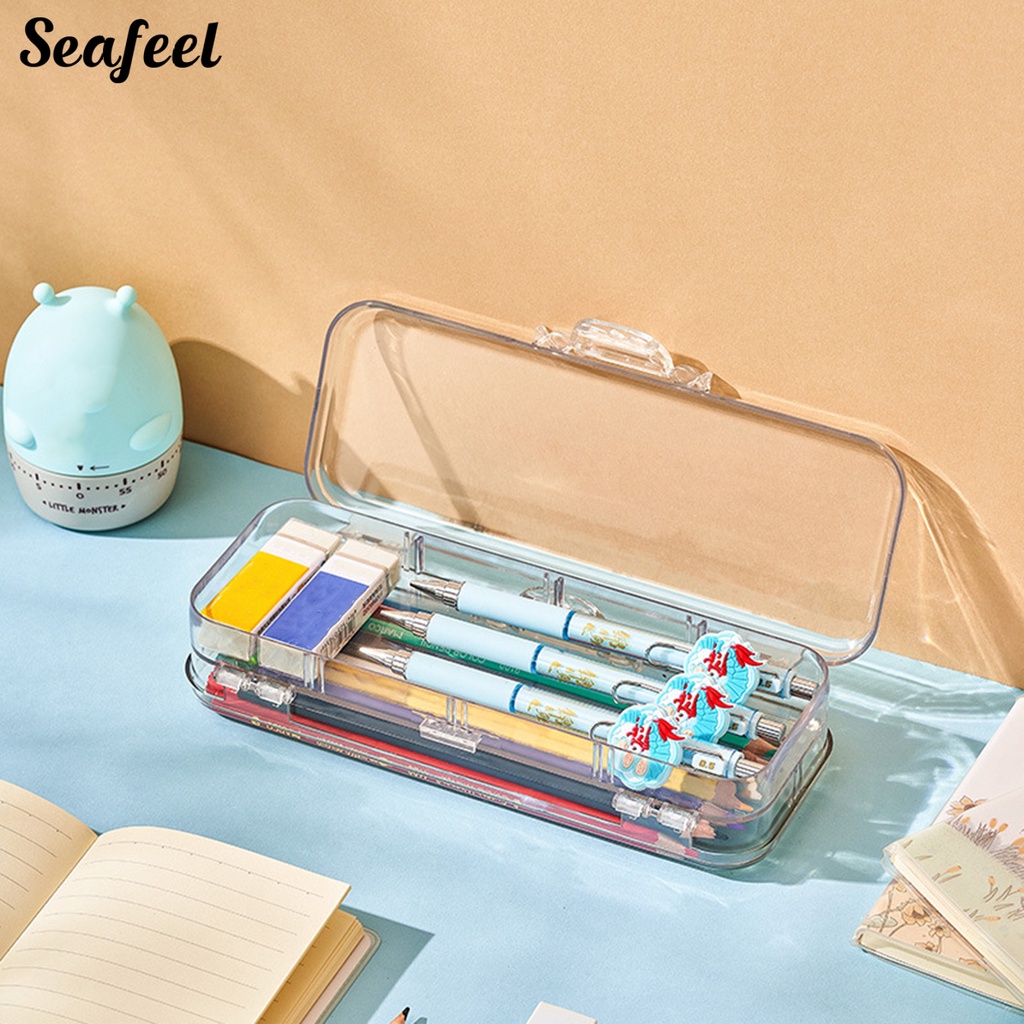 Hộp Đựng Bút Hai Ngăn Sức Chứa Lớn Đa Năng Cho Học Sinh