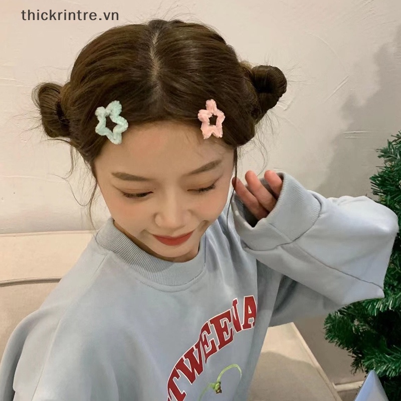 Kẹp Tóc Hình Ngôi Sao Năm Cánh Phối Lông Màu Kẹo Ngọt Y2k