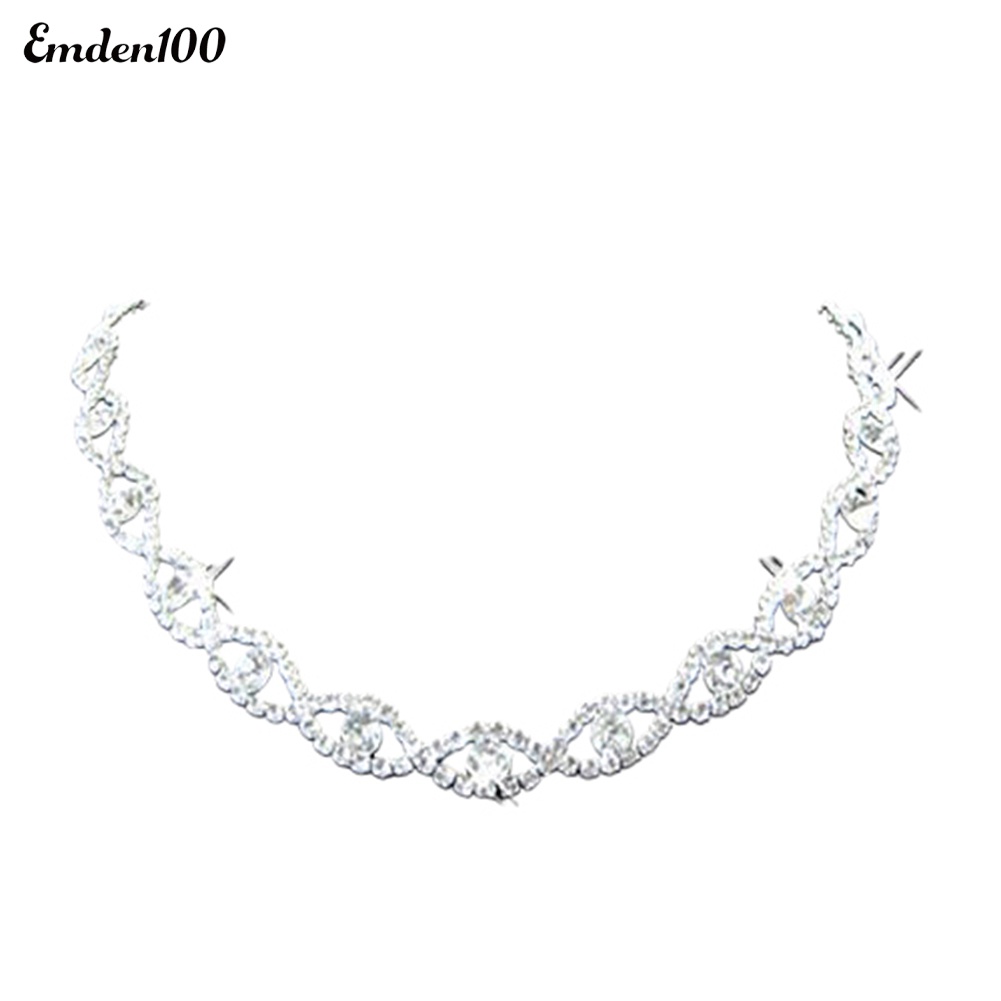 Bộ Vòng cổ + Bông Tai Dạng Xoắn Đính Kim Cương Giả Cho Nữ