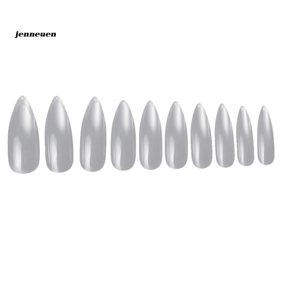 Bộ 500 Móng Tay Giả Đầu Tròn Bằng Acrylic Trong Suốt