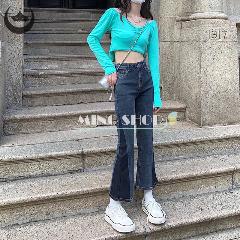 Quần Jeans Ống Loe Y2k Thời Trang Hàn Quốc Dành Cho Nữ