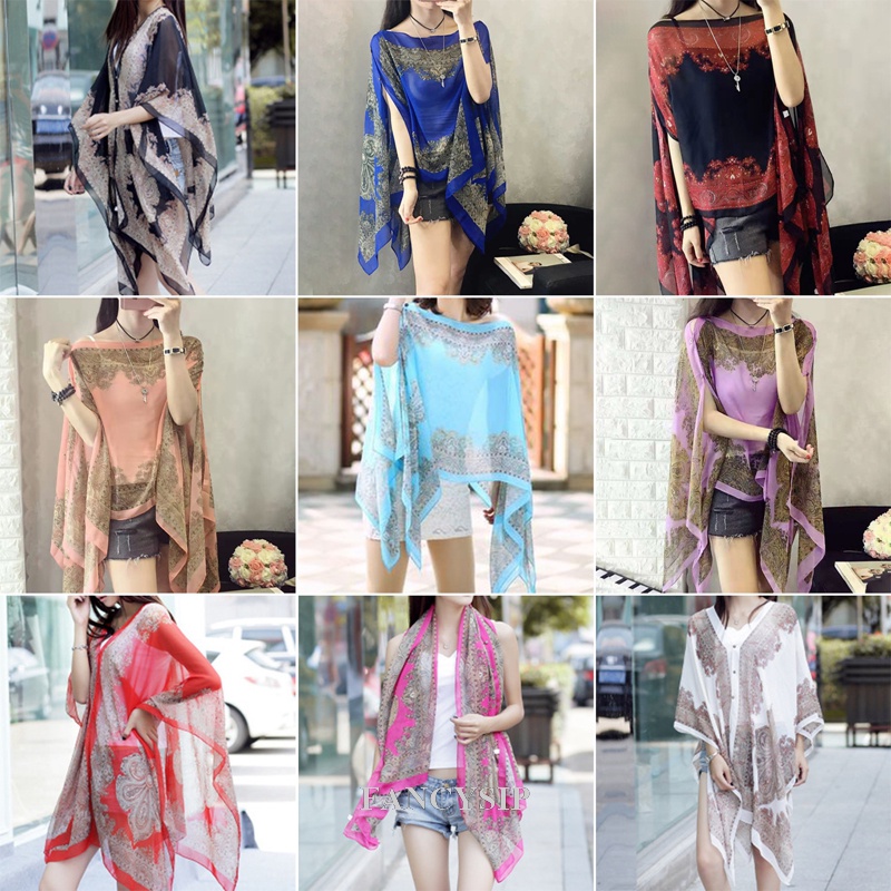 Fancysip Áo Khoác Voan Chống Nắng Đi Biển Mùa Hè Đa Năng Hình Hoa Thời Trang Cho Nữ