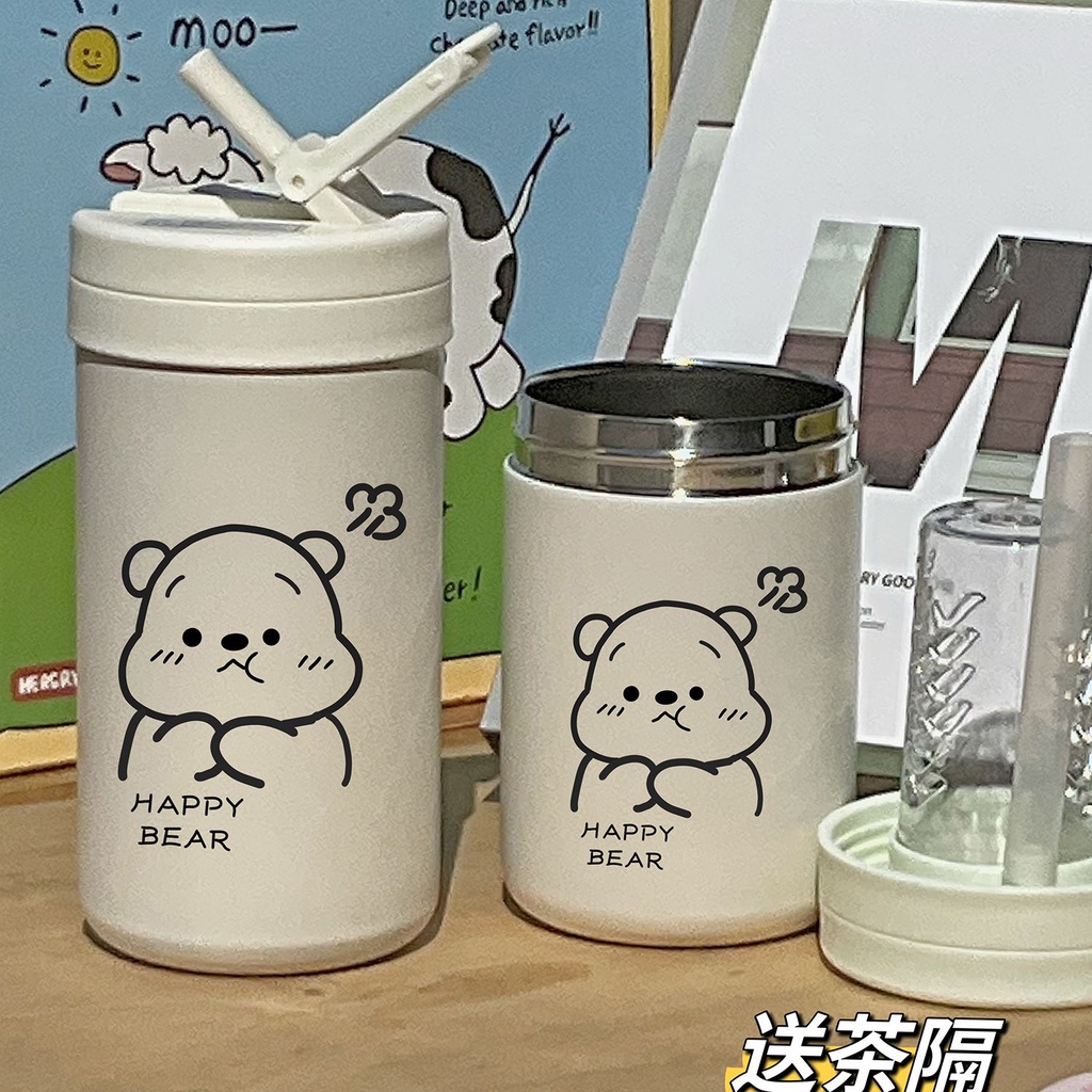 Bình Nước Giữ Nhiệt Dung Tích 500ML Có Ống Hút Tiện Lợi