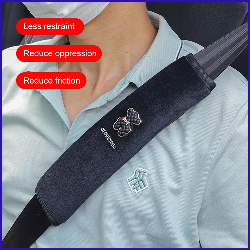 Đệm Bọc Dây Đai An Toàn Xe Buýt / Xe Hơi / Máy Bay Hình Gấu Hoạt Hình Bằng Vải Bông Mềm Mại Thoải Mái