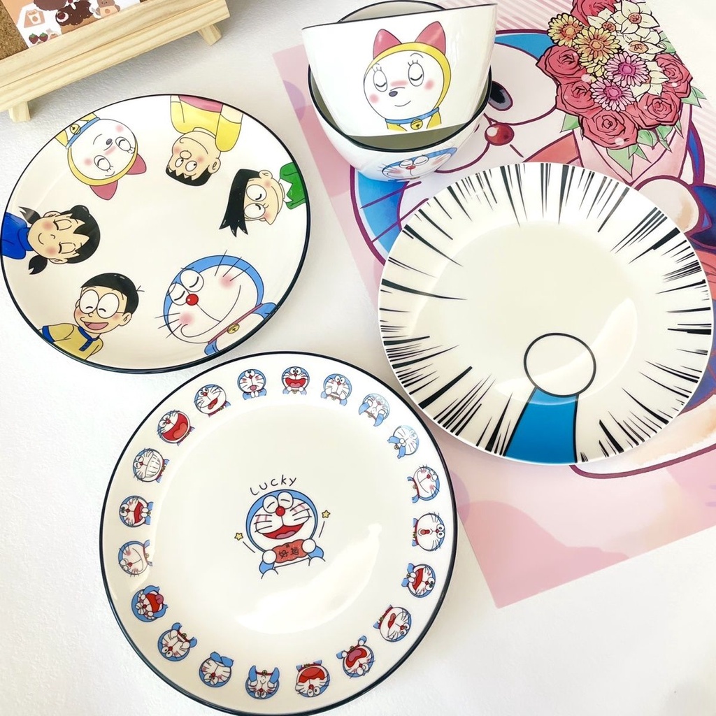 Đĩa Sứ Hình Mèo Doraemon Dễ Thương Sáng Tạo