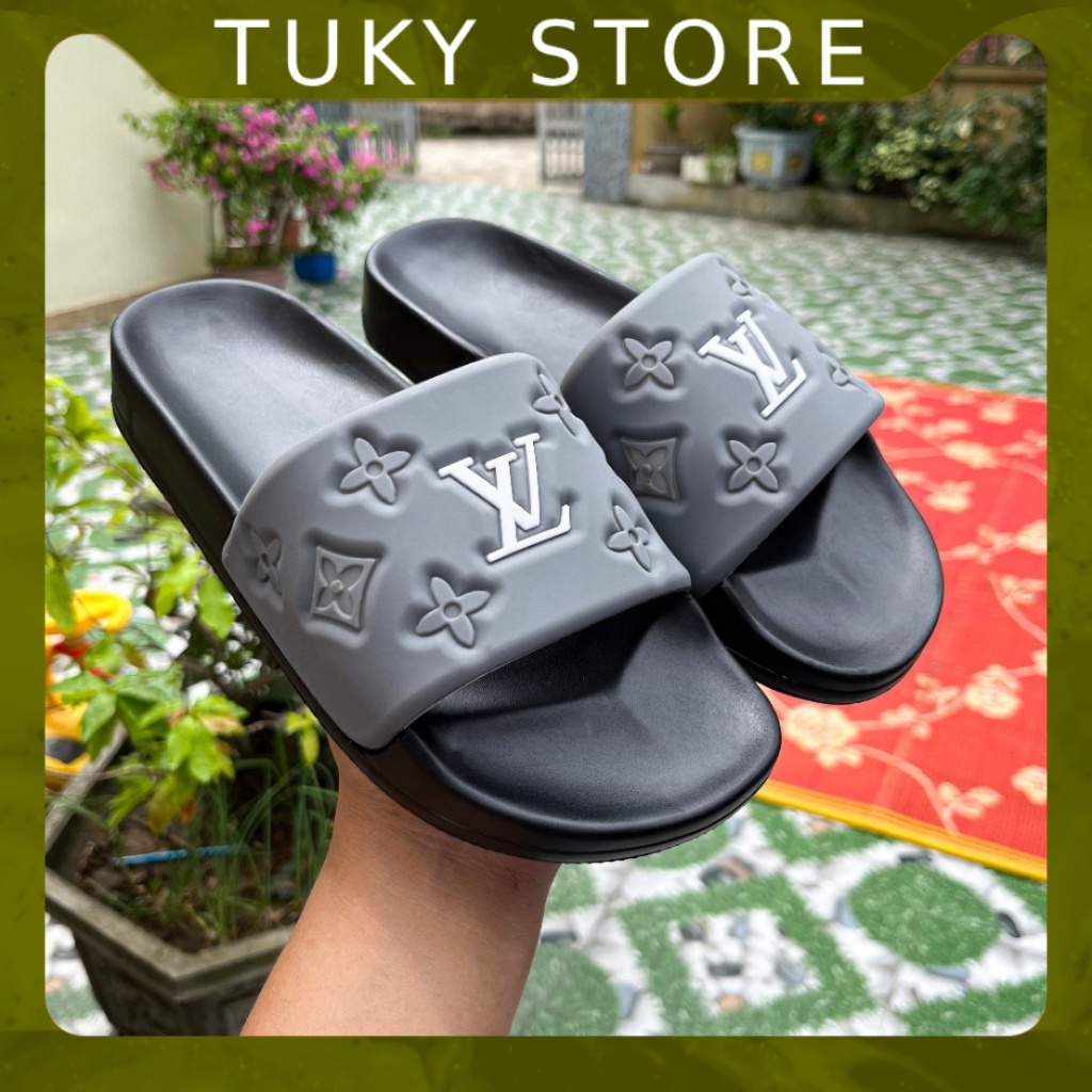 Dép Nam LV Quai Ngang ĐẾ PU Đi êm Chân Kiểu Dáng Thời Trang Năng Động