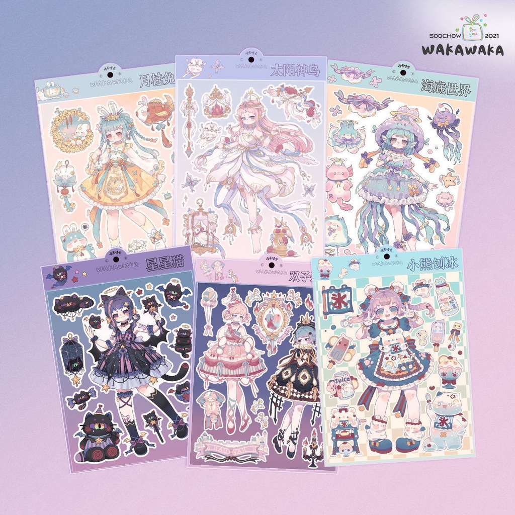 Miếng Dán Trang Trí Sổ Tay Hình Công Chúa Lolita Dễ Thương