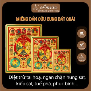 Tấm dán văn thù cửu cung bát quái phù - tấm dán văn thù cửu cung - miếng dán decal - mật tông - amrita