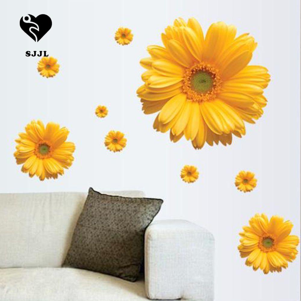 Sticker Dán Tường Họa Tiết Hoa 3D Lãng Mạn Cho Trang Trí Phòng Khách
