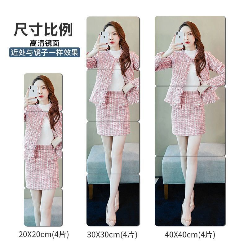 Jh ready stock perforation-free acrylic soft mirror wall-sticker self-adhesive bathroom splicing full-body mirror dormi