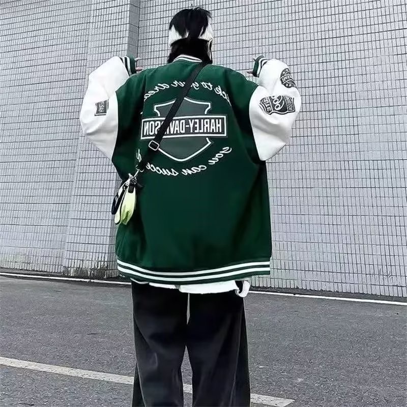 Áo Khoác Bóng Chày oversize Phong Cách Đường Phố Mỹ Cá Tính Cho Nam