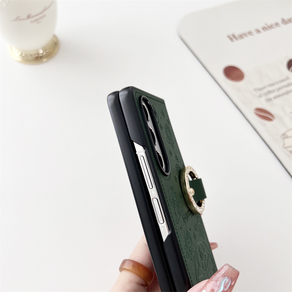Ốp Điện Thoại Da PU Chống Sốc Có Vòng Đỡ Hình Mèo Cho Samsung Galaxy Z Fold 5 4 3 Z Fold5 Z Fold4 5G