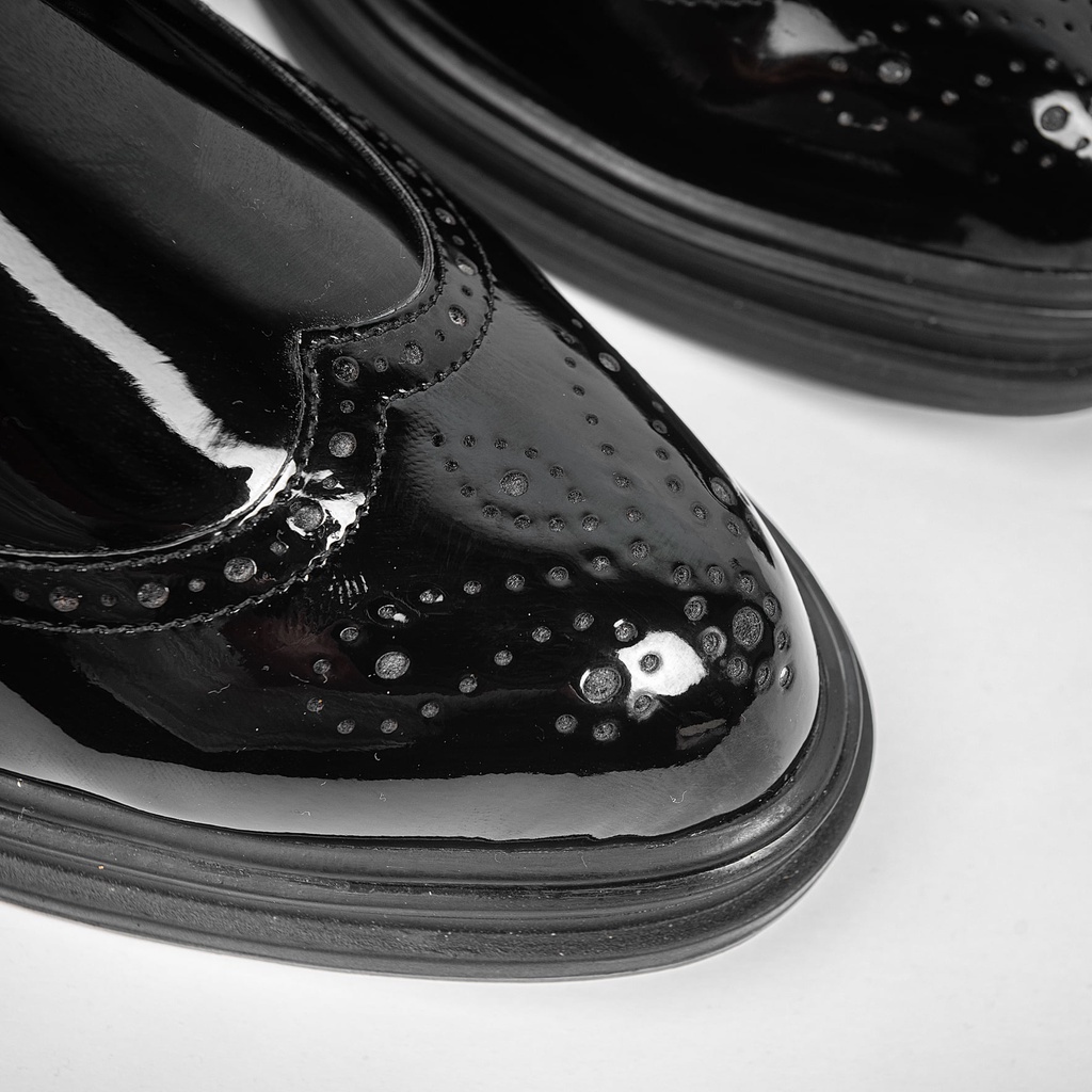 Giày Tây Oxford Nam Da Bò Nhập Khẩu Phiên Bản Đen Lì Và Đen Bóng