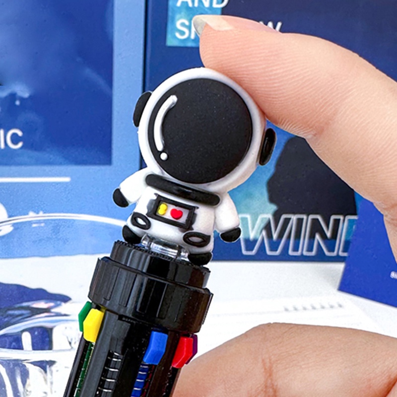 10 màu sắc 0,5mm phim hoạt hình phi hành gia dòng bút bi có thể thu vào bút bi cầm tay đầy màu sắc