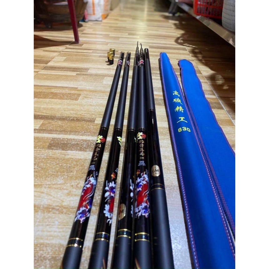 [Giá rẻ] Cần câu tay gama 8H, cần câu đơn câu đài 8H, chất liệu carbon, tặng kèm ngọn phụ, ngọn 2li