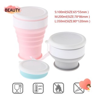 Cốc đựng nước bằng silicon có thể gập lại tiện lợi cho dã ngoại 100 / 200 / 350ml