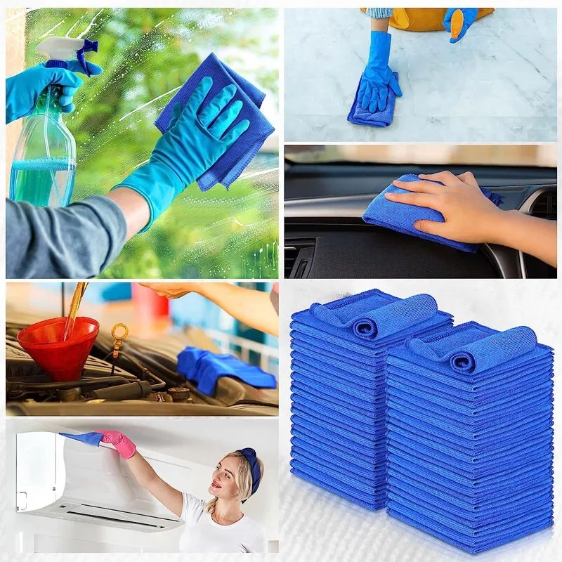 Set 1 / 5 / 10 Khăn Lau Kính Xe Hơi Chất Liệu Microfiber Thấm Hút Nước Tốt