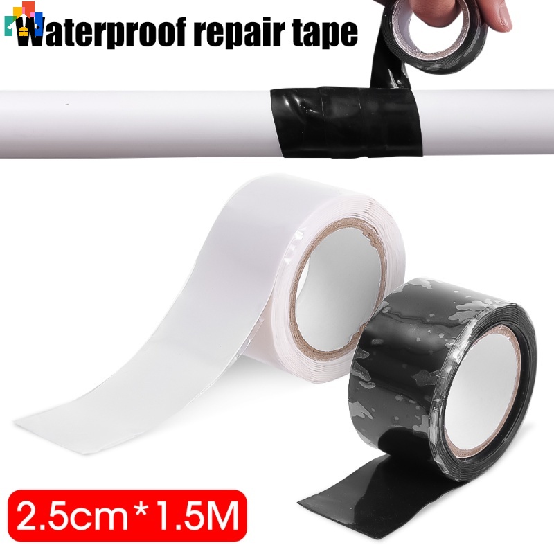 Cuộn Băng Keo Silicon Trắng / Đen 1.5M Chống Thấm Nước Chuyên Dụng Cho Sửa Chữa Ống Nước