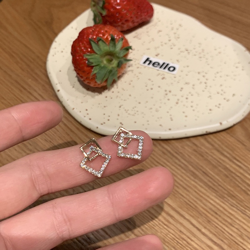 Khuyên Tai Bạc Hình Vuông Đơn Giản Phong Cách Hàn Quốc Thời Trang Mùa Hè Hàng Mới Dành Cho