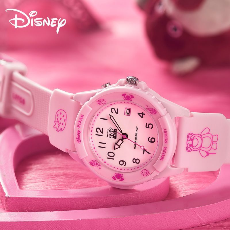 Đồng Hồ Quartz Hình Gấu Dâu Tây Disney Dễ Thương Chống Thấm Nước Phát Sáng Cho Nữ