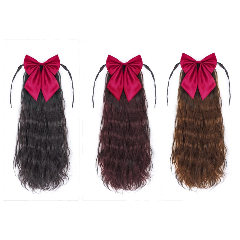 Tóc Giả Thắt Bím Đuôi Ngựa Xoăn Dài Thời Trang Cho Nữ