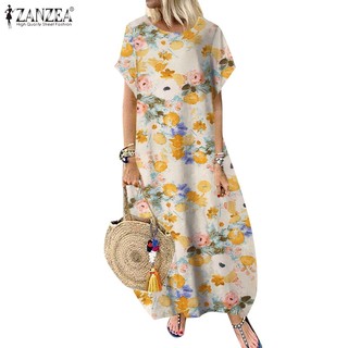 Zanzea Đầm Ngắn Tay Cổ Tròn Họa Tiết Ca Rô Phong Cách Cổ Điển Dành Cho Nữ