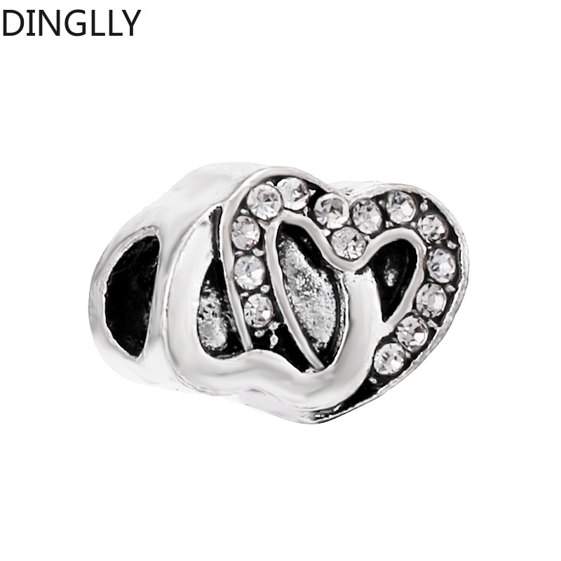 Hạt Xâu Chuỗi Bằng Hợp Kim Bạc Màu Sắc Trắng Hình Trái Tim Dùng Làm Trang Sức Diy