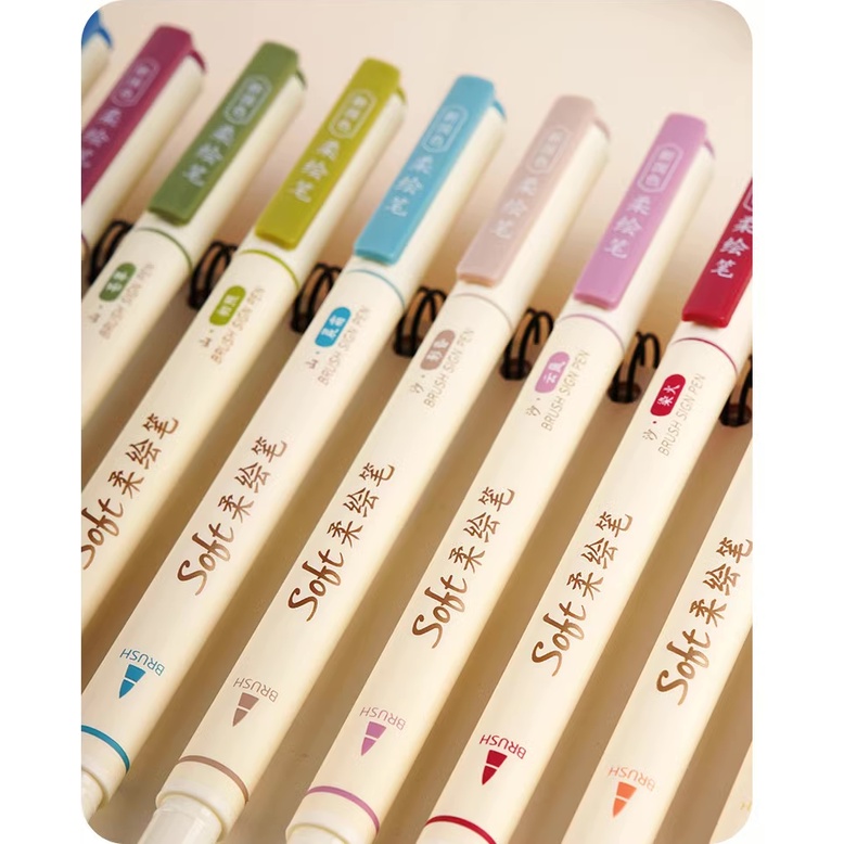 Bộ 12 Bút Brush Soft Viết Thư Pháp Calligraphy/Bullet Journal Ngòi Cao Cấp