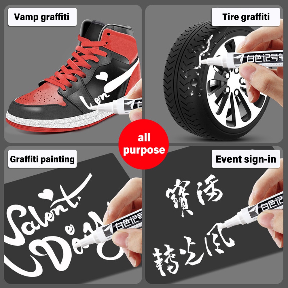 Bút sơn vĩnh viễn bút graffiti bút đánh dấu lốp tự làm phác thảo / bút đánh dấu dầu trắng 1.0-2.0mm / bút không thấm nước dầu không phai màu / văn phòng phẩm viết đồ dùng học tập