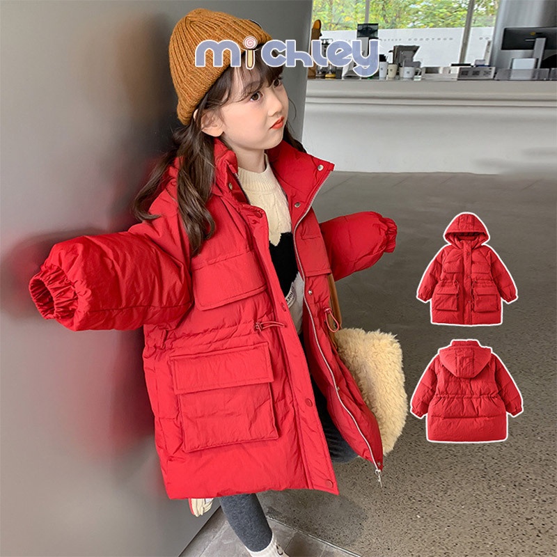 Michley Áo Khoác Phao Dày Phong Cách Hàn Quốc Thời Trang Mùa Đông Cho Bé Gái