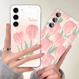 Ốp Điện Thoại TPU Mềm Hình Hoa Tulip Hồng Cho Samsung S23 S22 S8 S10 S9 S20 S21 Plus S21 FE Note 9 10 Plus 20 Ultra 5G