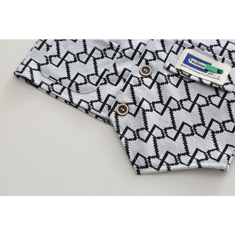 Set Đồ 3 Món Gồm Áo Sơ Mi Tay Dài Và Áo Khoác Jean Thời Trang Xuân Thu Cho Bé Trai