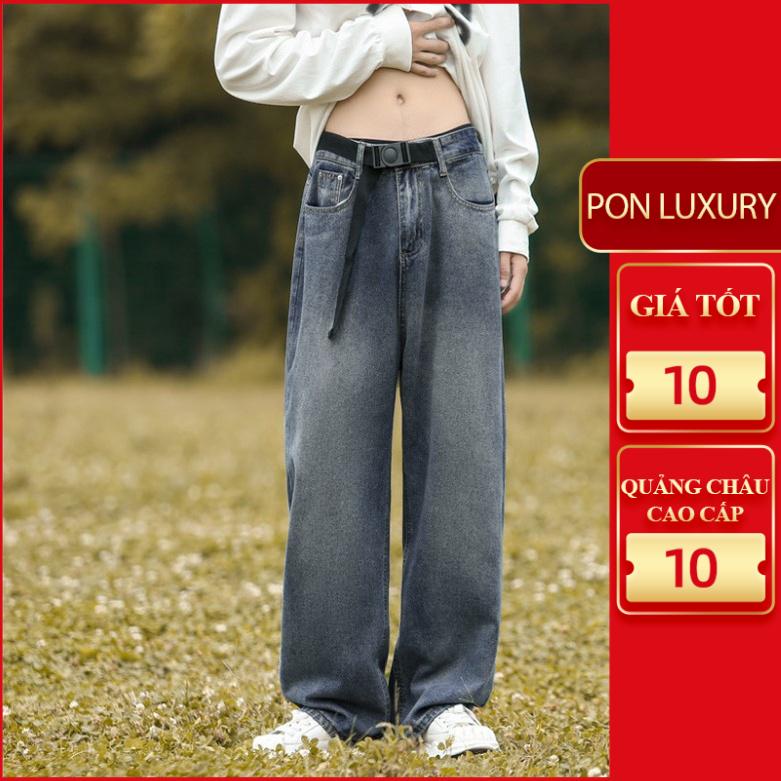 Quần jean baggy ống rộng nam nữ unisex kèm thắt lưng wash xanh độc lạ đẹp mới hà nội hcm t1610 Ponluxury