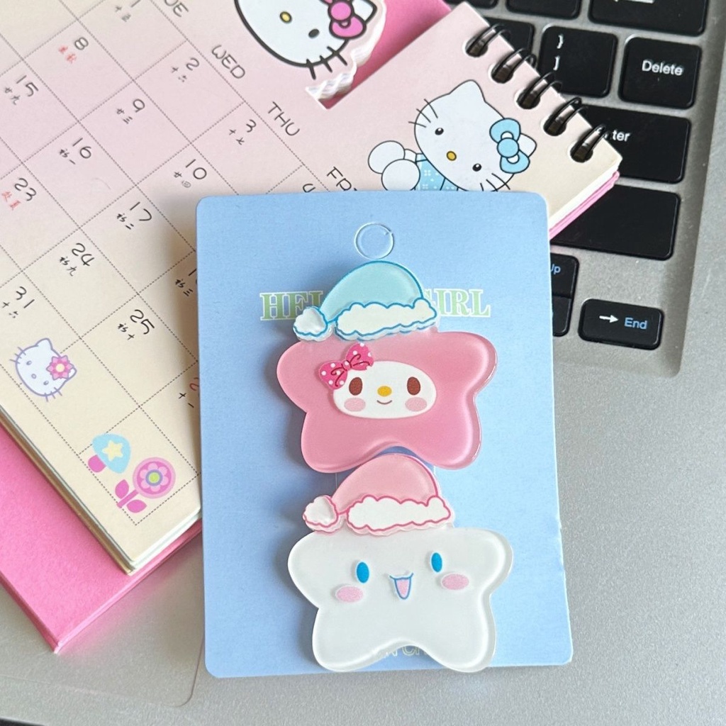 Sanrio Kẹp Tóc Nhựa acrylic Hình Hello Kitty / Trái Tim Dễ Thương Cho Nữ Thời Trang